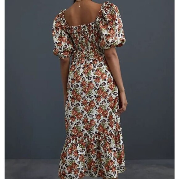 Anthropologie Dresses & Skirts - Anthropologie Love The Label Sz M Floral Puff Slv Maxi Dress Earthy Boho Roses